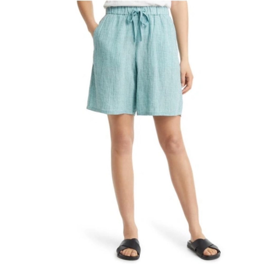 Eileen Fisher Puckered Organic Linen Mid-Thigh Bermuda Shorts NWT 2X